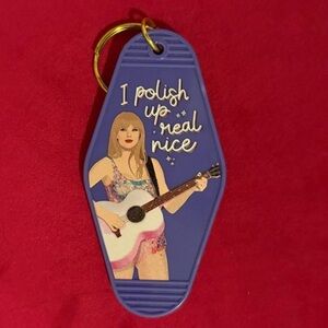Taylor Swift “I Polish Up Real Nice” “Bejeweled” Eras Tour Purple Keychain